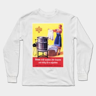 Vintage 1935 GERMANY Electric Washing Machine Advertisement Lithograph Art Long Sleeve T-Shirt